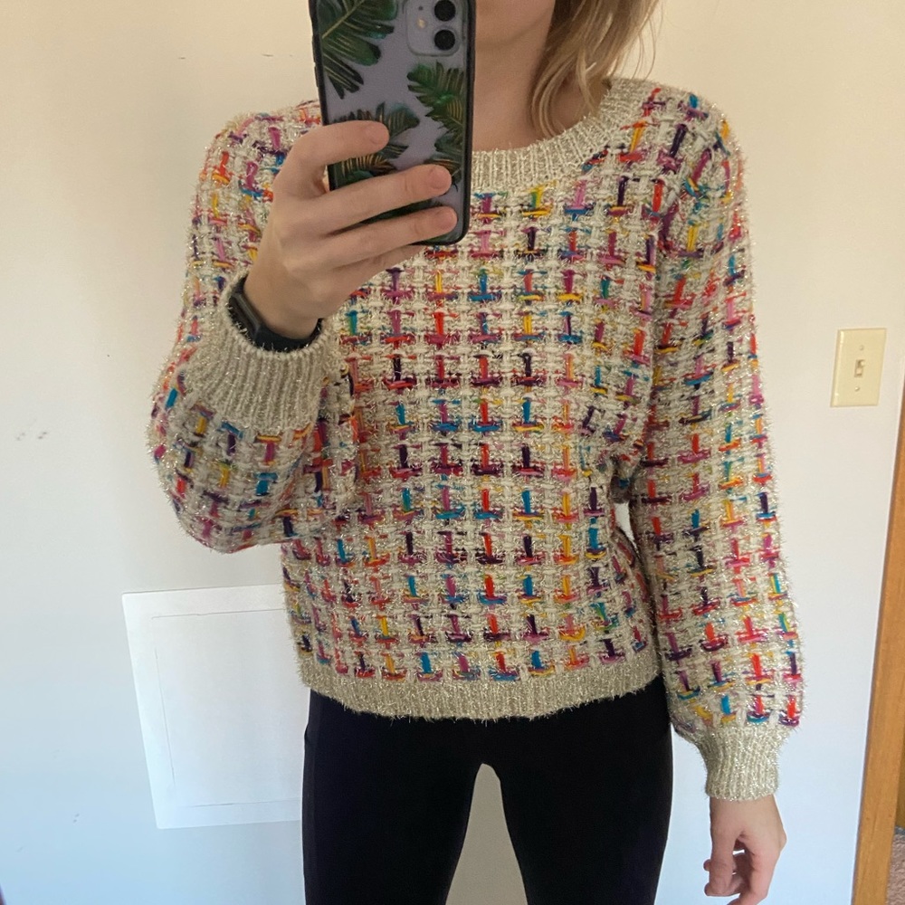 Marc Nee York Andrew Marc multicolored knit crew neck sweater